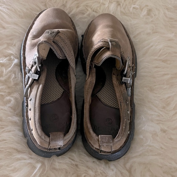 Double H Tan Leather Silver Double Buckle Studded Ankle Boots Mules - Picture 5 of 10